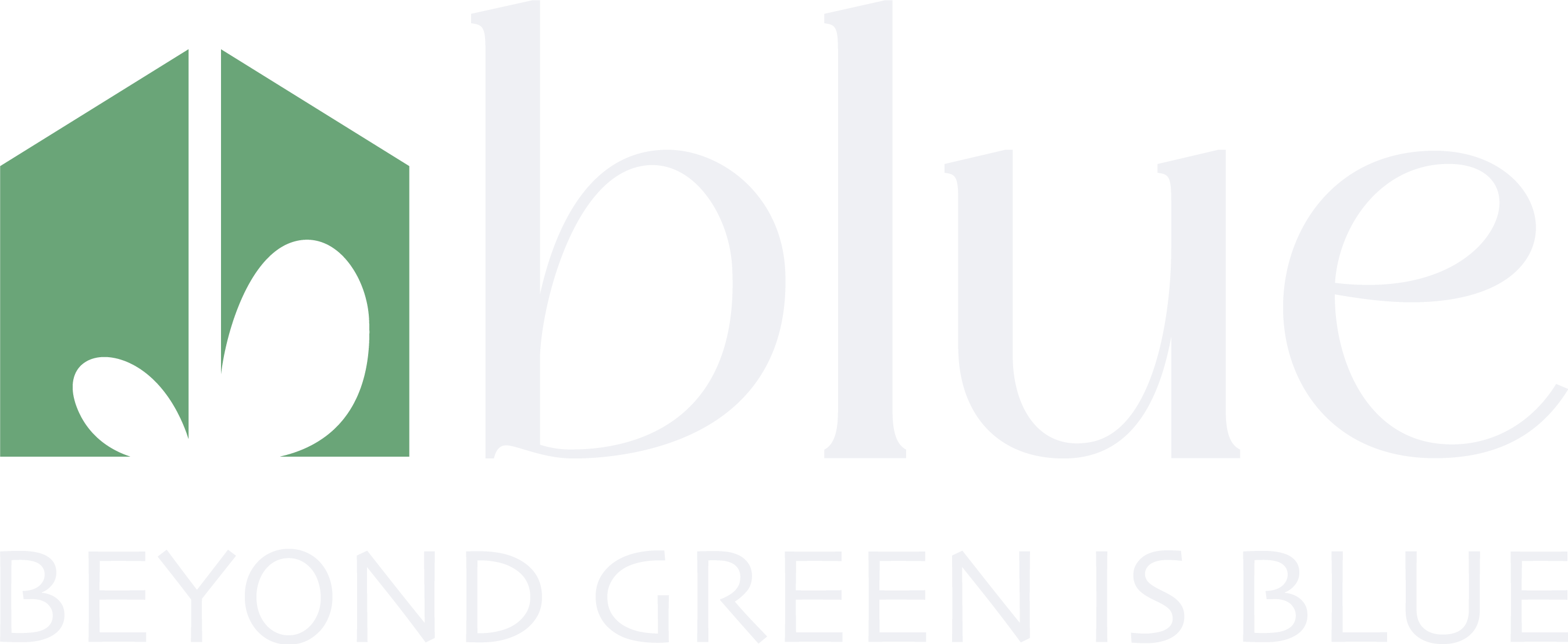 logo blanc de Blue, promotion immobilière